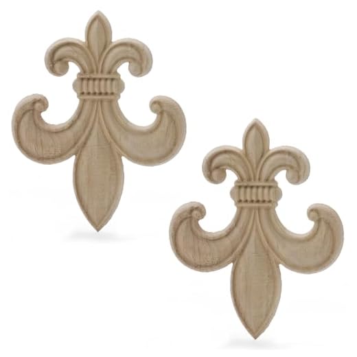WEIERBAN 2PCS Wood Appliques and Onlays Wood Appliques for Furniture Decorative Wooden DIY Carved Onlay for Bed Door Cabinet Wardrobe Furniture Decoration (2PCS)