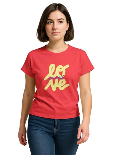 Image of HELLCAT Mulitcolor Trendy Printed Body Fit T-Shirt for Women | Pack of 1 T-Shirt
