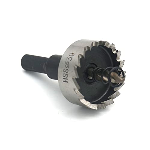 XYXXBB 13 Sizes Carbide Tip Hole Saw HSS Drill Bit High Speed Steel Tooth Cutter Metal Drilling Woodwork Cutting Carpentry Crowns (Hole Diameter : 26mm, Shank Shape : Round)