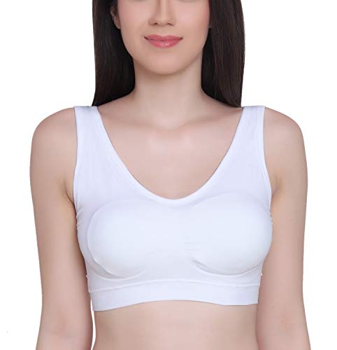Image of GLAMORAS Women Nylon Elastane Lightly Padded Non Wired U Back Sports Bra | Seamless Stretchy Low Impact Yoga Workout Bra with Removable Pads - Size- Small to 4XL
