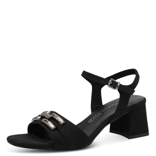 MARCO TOZZI Damen Sandalen mit Absatz Elegant Blockabsatz, Schwarz (Black), 41 EU