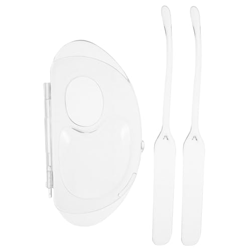 BIUDECO 2Sets Transparent Makeup Mixing Tray with Spatula Kit Foundation Palette for Makeup Artists Portable Cosmetic Mixing and Blending Tool for Go Use