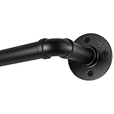 1 Inch Industrial Curtain Rod, Curtain Rod for Windows 66 to 120, Curtain Rods, Black Curtain Rod, Outdoor Curtain Rod, Rustic Curtain Rod, Room Divider Curtain Rod, 98-144 Inch: Black
