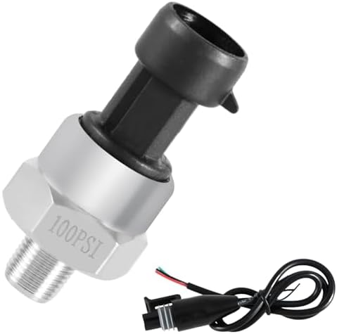 FUSCH 100 PSI Pressure Transducer Sensor with Connector Harness, 1/8"NPT Thread Stainless Steel Pressure Transmitter for Oil Fuel Water Air