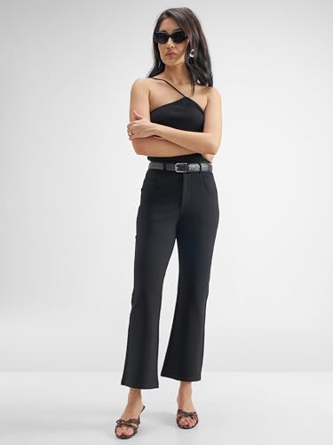 Image of Tokyo Talkies Women's Stretchable Bootcut Pants | High Rise Flared Trousers |Travel & Formal Wear|Workwear Trousers