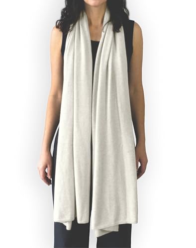 Jet&Bo 100% Pure Cashmere Travel Wrap, Scarf & Blanket Ivory, Storage Bag + Gift Box4