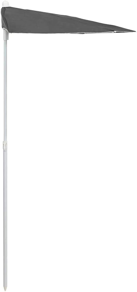 Patio Half Umbrella, Garden Patio Half Parasol with Pole, Half Round Patio Umbrella for Balcony, Porch, or Deck, 70.9"x35.4" Anthracite
