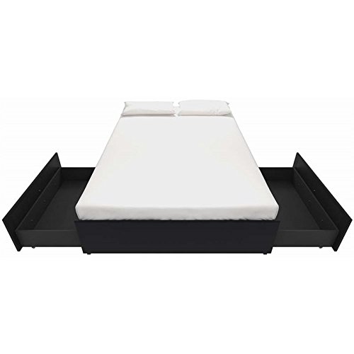 Dhp Maven Upholstered Platform Bed For Raised Mattres Support With Underbed Storage Drawers, No Box Spring Needed, Queen, Black Faux Leather #TOP5