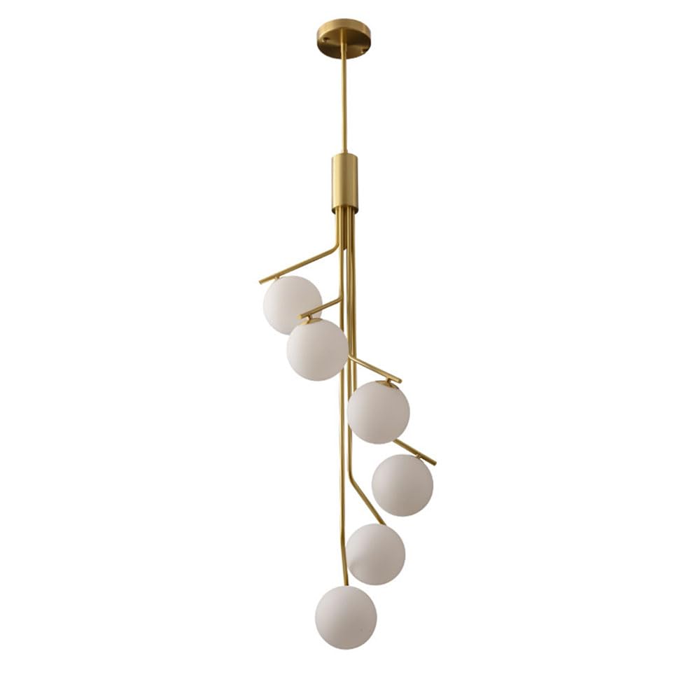 RSZCSMO American Luxury LED Staircase Wrought Iron Chandelier Nordic Apartment Duplex Attic Multi-Head Glass Chandelier is Suitable for Villa Hotel,Lighting Fixture