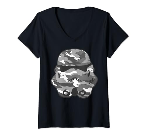 T-shirt Star Wars Stormtrooper col V imprimé camouflage style portrait pour femme