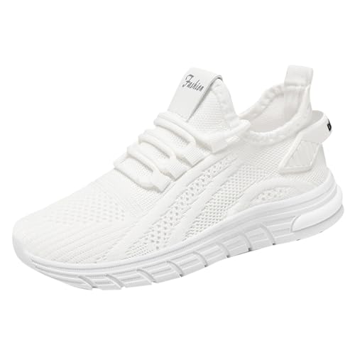 Genérico Zapatillas de running para mujer, Zapato de mujer, cómodo, transpirable, malla para gimnasio, al aire libre, Trail Jogging Walking ligero Moda Casual Confort Fitness Jogging Walking, C blanco