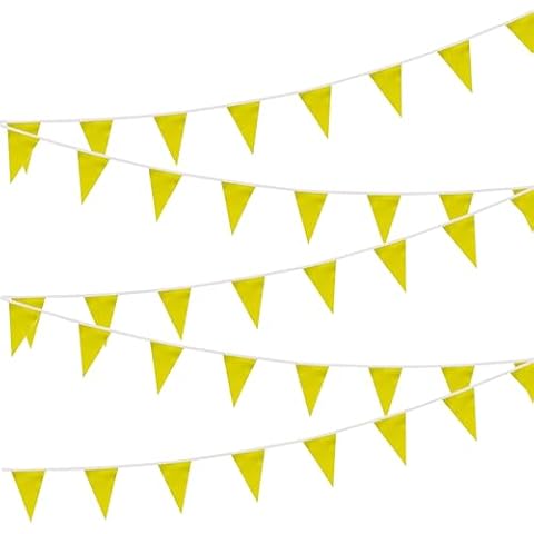 Solid Yellow Pennant Banner Flags Yellow Blank String Hanging DIY Triangle Bunting Flags,Party Decorations for Grand Opening,Party Events Celebration,Kids Birthday (50 Feet 30 Flags) Cover
