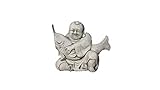 Wasser kommt aus dem Schlauch Wasserspeier Buddha mit Koi, Skulptur aus Steinguss