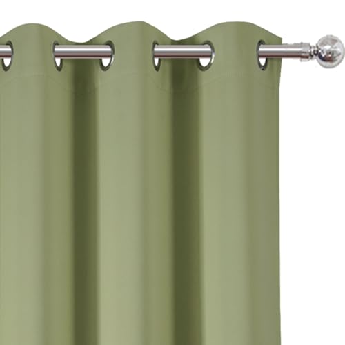 Image of LEMOMO Blackout Curtains 42 x 63 inch /Sage Green Curtains Set of 2 Panels /Thermal Insulated Room Darkening Bedroom Curtains
