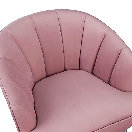 Morden Fort Velvet Barrel Carter Chair Armchair With Golden Legs For Living Room Bedroom Home Office Conner, Pink #TOP5