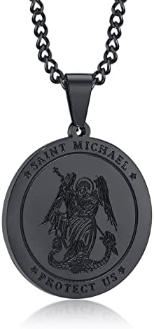 VNOX Saint Christopher Medal Necklace for Men, St Michael Protect Us Amulet Pendant Stainless Steel Catholic Patron Saints Charm Necklaces Religious St Jewelry for Mens Boys