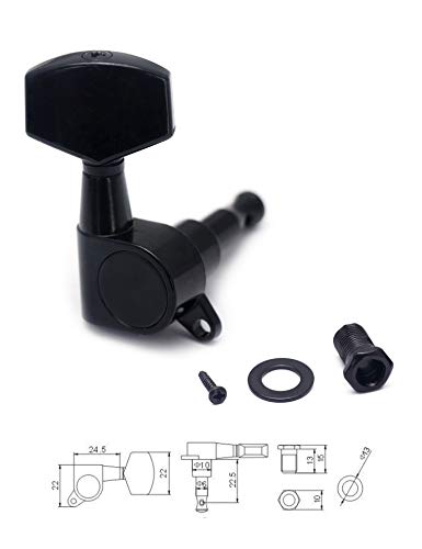 Metallor Sealed String Tuning Pegs Keys Machines Heads Tuners 3L 3R Electric Guitar Acoustic Guitar Parts Replacement Black.(Black) #TOP3