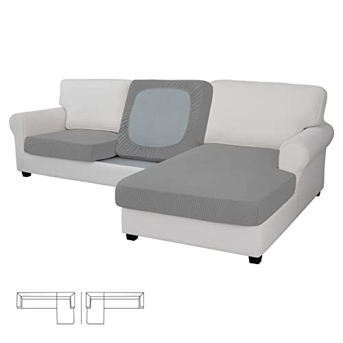 Image of Easy-Going Stretch 3 Pieces Couch Cushion Covers for Sectional Sofa L Shape