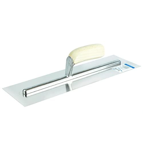 Toolty Stainless Steel Finishing Trowel - 400mm - Wooden Handle - for Brickwork and Plastering - DIY- TLTY-8018