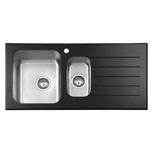 JASSFERRY Évier de cuisine Cuve 1,5 l, Acier Inoxydable, Égouttoir à main droite, avec crépine