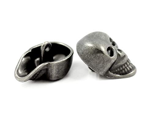 Bezelry 10 Pieces Skull Gray Silver Buttons. 25Mmx16Mm. (Gray Silver) #TOP2