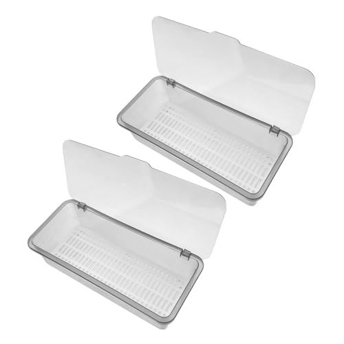 Kichvoe 2 Piezas Organizador de Cuberteros de Cocina con Tapa Soporte para Cubiertos y Utensilios con Drenaje Contenedor de Chopsticks Almacenamiento Espacio Gris