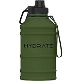 Paquete todo en uno: botella de agua de 1,3 litros, peso de 290 g, dimensiones de 12,1 x 24,5 cm, asa de transporte de nailon, tapa de rosca a prueba de fugas con boquilla de pajita