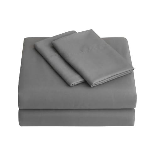 Image of Viviland 3 Pieces Boys Twin Sheets Set Kids, Dark Gray Bed Sheets | Breathable & Soft Microfiber Kids' Sheet & Pillowcase Sets, Fitted Sheet with 15 inch Deep Pocket and Corner Straps, Easy Care