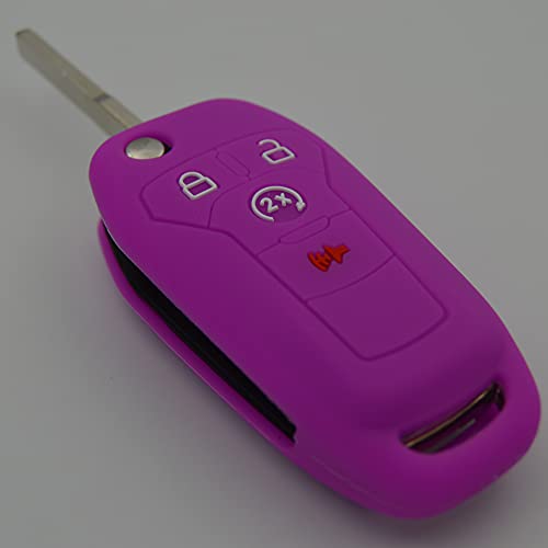 Image of Silicone Rubber Key Fob Covers Protector for Ford F150 F250 F350 F450 F550 Raptor Ranger Transit Fusion Bronco Lightning Maverick XLT (Flip Key)