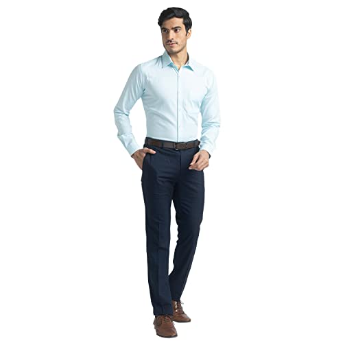 Image of Raymond Men's Pure Cotton Structure Pattern Slim Fit Semi Cutaway Collar Full Sleeve Formal Shirt