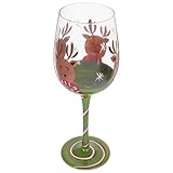 FOMIYES Copa de Vino Navideña de Cristal para Celebraciones y Cenas, Vaso Diseño de Reno Adecuado para Decoración de Fiestas y Uso Hogar