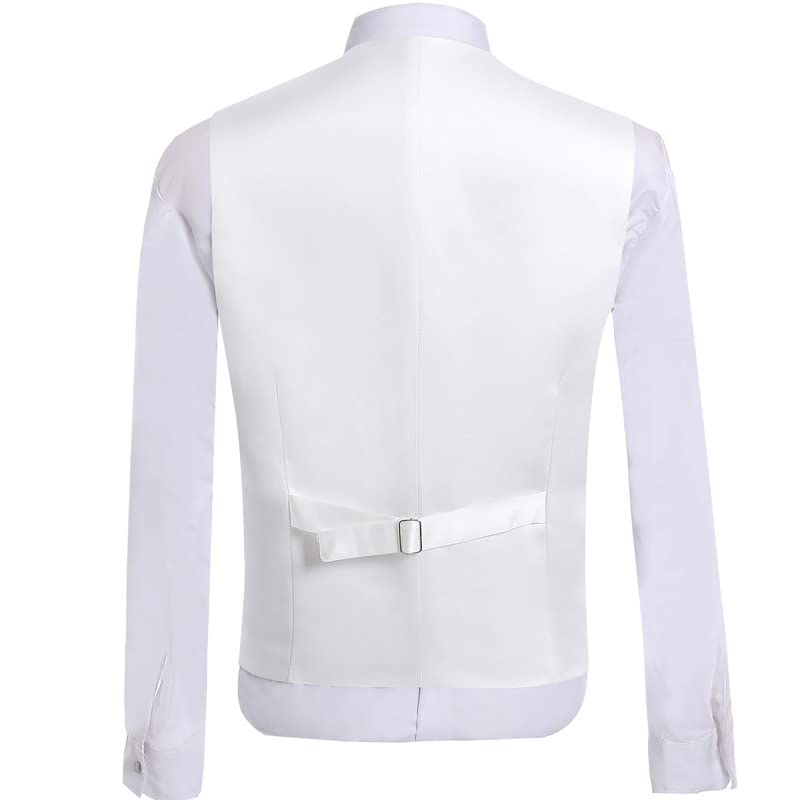 HBDesign Mens 1 Piece 5 Button Real Tree Camo White Slim Fit V-neck Vests2