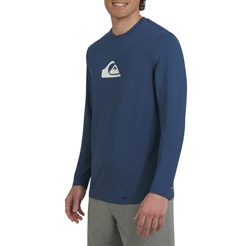 Quiksilver Men's Swimwear Regular Fit UPF 50 Long Sleeve Sun Tee Rash Guard Shirt, Ensign Blue,...