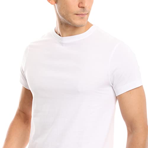 Cleocotton Mens Crew Neck T-Shirt, Undershirt White Color (3 Pack) | Xx-Large #TOP2