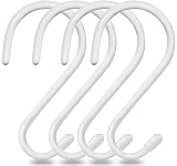 Mzekgxm Large Heavy Duty White S Hooks for Hanging, 6 inch Non Slip Vinyl Coated Metal Closet S Hook