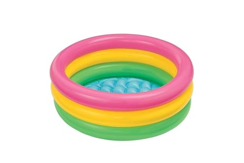Image of New Glow 3 Ft Round Swimming Inflatable Round Colourful Ring Portable Kids tub for Indoor and Outdoor (Multi Color)