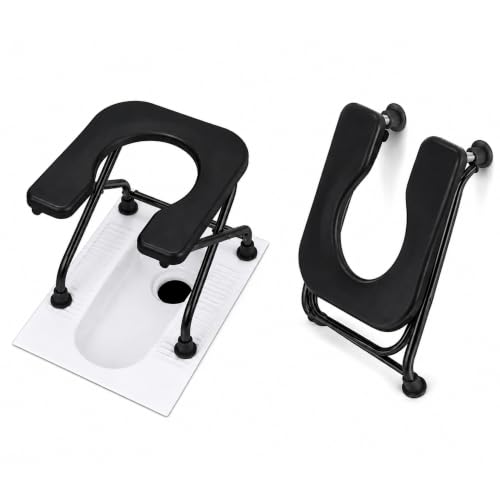 Image of Foldable Portable Commode Stool for Adults Stainless Steel Toilet Chair with Non Slip Legs Open Seat Bathroom Support Chair