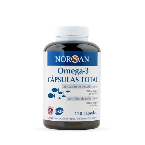 NORSAN – Omega 3 Capsulas Premium – 1500 mg por toma con Alta Dosis en EPA y DHA – Capsulas blandas de aceite de pescado – Omega-3 IFOS Certificado – 100% natural, sin regusto ni repeticiones