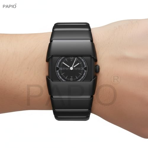 Image of PAPIO Stylish Rectangle Dial Analogue Watch | Premium Plastic Strap | Fashion Unisex Wrist Watch for Men, Boys, Women