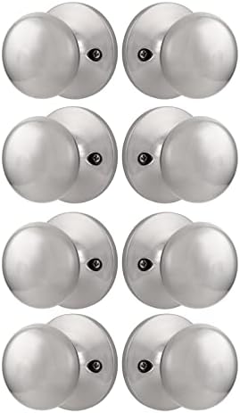 Probrico 2 Pack Round Dummy Door Handle On Rose Stainless Steel Interior Door Knob Brushed Nickel Base Diameter 65mm(2-1/2 inch)