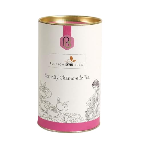 Image of Blossom & Brew Serenity Chamomile Tea - Premium Dried Chamomile Flowers for Tea - Naturally Caffeine-free Indian Floral Herbal Blend - Delicate Chamomile Tea for a Gentle Brew Hot or Iced (1.76oz)