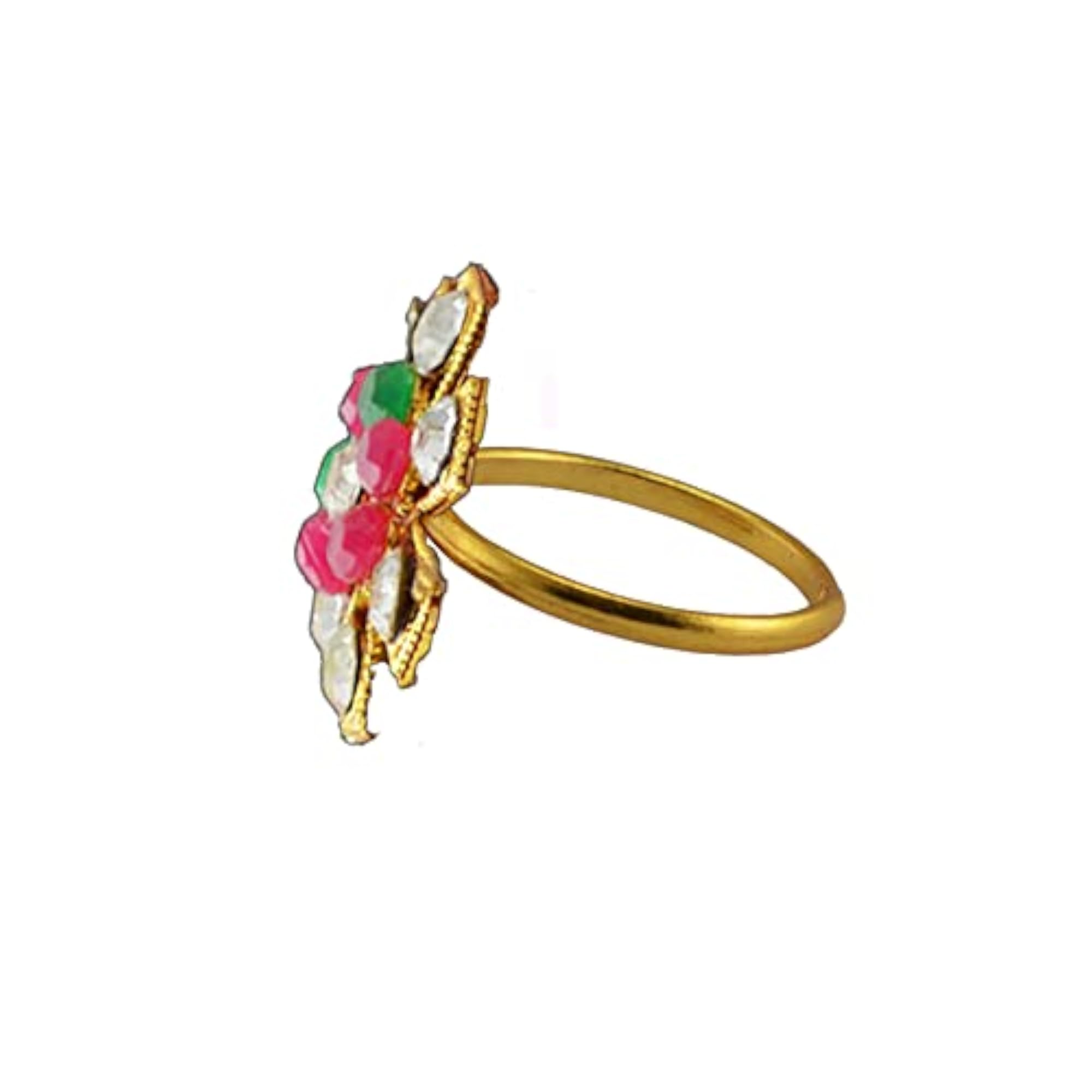 Classic Stone Stud Brass Ring