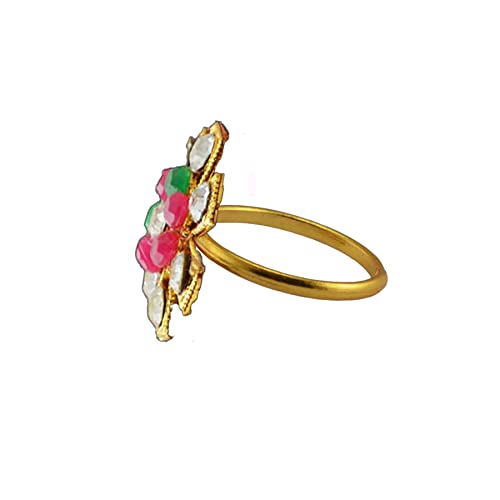 Classic Stone Stud Brass Ring