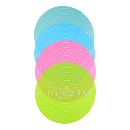 UKCOCO 4 Piezas Alfombrilla de Silicona Redonda para Hornear Resistente al Calor Antiadherente de Unidades Colores Pastel para Amasar Masa Pizza y Repostería