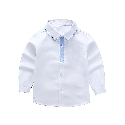 Kids Girls Boys Button Down Dress Shirts Toddler Basic Solid Long Sleeve Formal Uniform Shirt Teens Collared Oxford Shirts