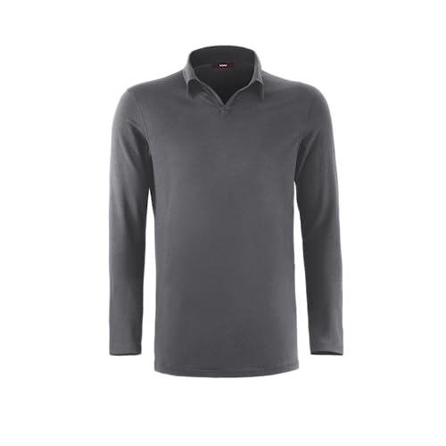 Polo gris à manches longues Womo XXL coupe confortable anti-froissement