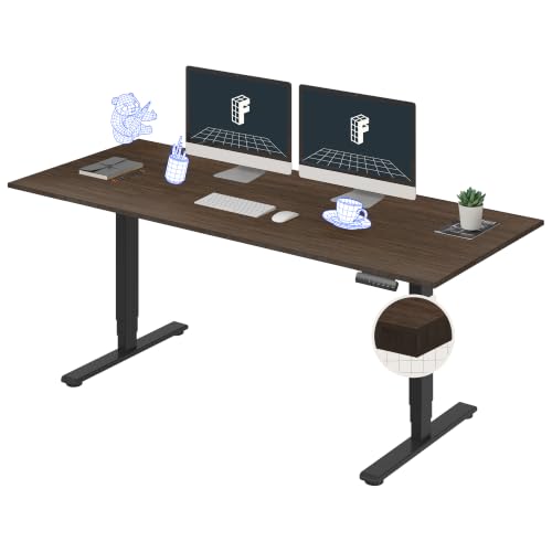 Image of FLEXISPOT E6 Bamboo 3-Stage Dual Motor Electric Standing Desk 72 x 30 Sit Stand Up Desk, Holds 220 lbs, Adjustable Height w /Memory Presets, Solid Walnut Bamboo Desktop & Black Frame, Ships in 2 Boxes