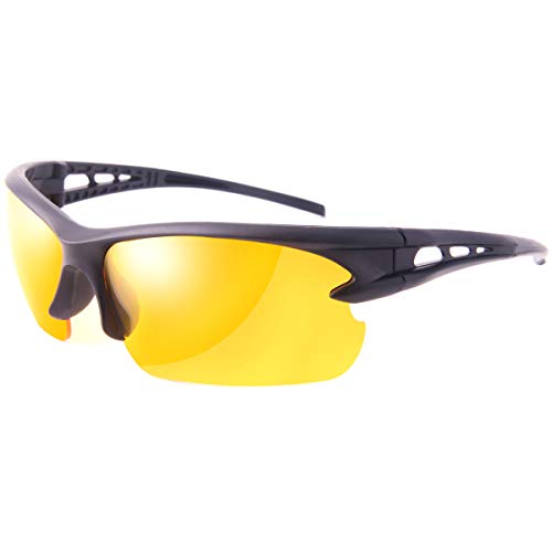 Night Driving Glasses for Men and Women Safety Sunglasses with HD Yellow Lens Plastic Frame Anti Glare UV 400 Protection