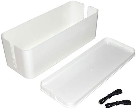 Black Cable Management Box Organizer-5.25x6.2x16in System to Cover and Hide, Power Strips, Surge Protector,Including Wire Ties+Cable Sleeve+Cable Clips