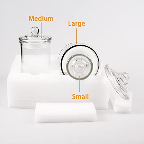 Easeen Mini Glass Apothecary Jars, Bathroom Storage Organizer Canisters For Cotton Swabs, Cotton Balls, Makeup Sponges, Bath Salts, Hair Ties, Makeup - Set Of 3 #TOP6